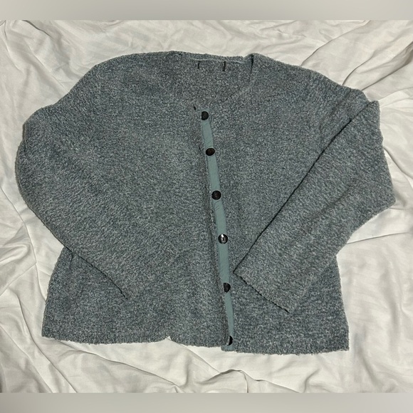 Vintage Baby Blue Button Up Textured Cardigan - M - Picture 3 of 5